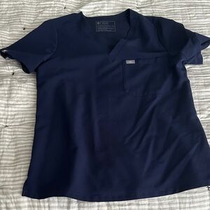 Figs Navy V-Neck Scrub Top